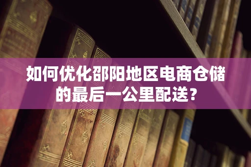 如何优化邵阳地区电商仓储的最后一公里配送？