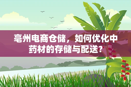 亳州电商仓储，如何优化中药材的存储与配送？