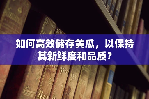 如何高效储存黄瓜，以保持其新鲜度和品质？